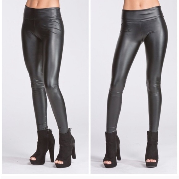 Golden Threads Pants - 1 LEFT!! Faux-Leather Matte Black Legging OSFM